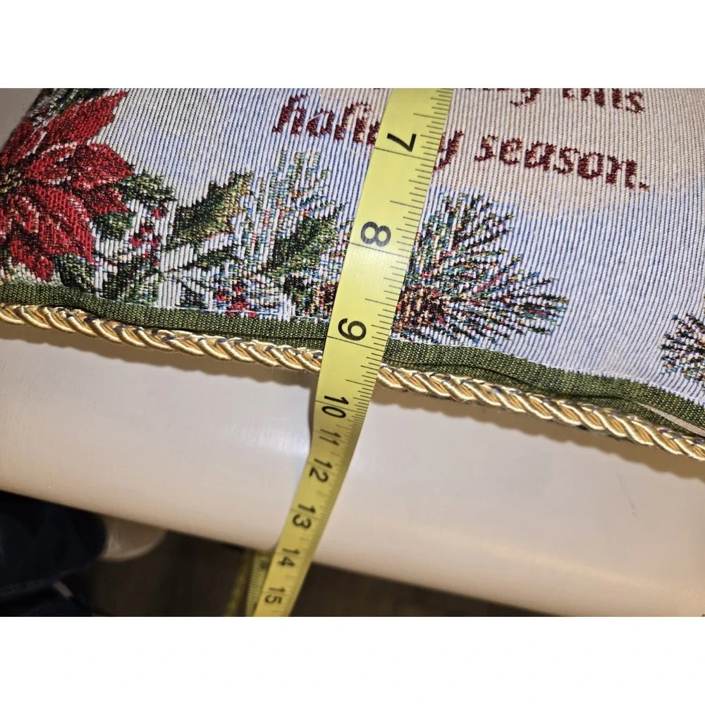 Christmas Tapestry Pillow Cardinal‎ Bird Holiday Friend Blessing Gold Rope Trim